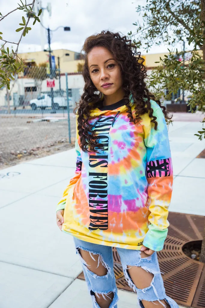 Black Sauce Is Forever (Vertical Big) | Airy Spiral Hooded Tee (LOVE Both Sleeves)