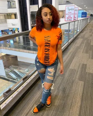 Black Sauce Is Forever (Vertical Big) | Orange Tee (LOVE Sleeve)
