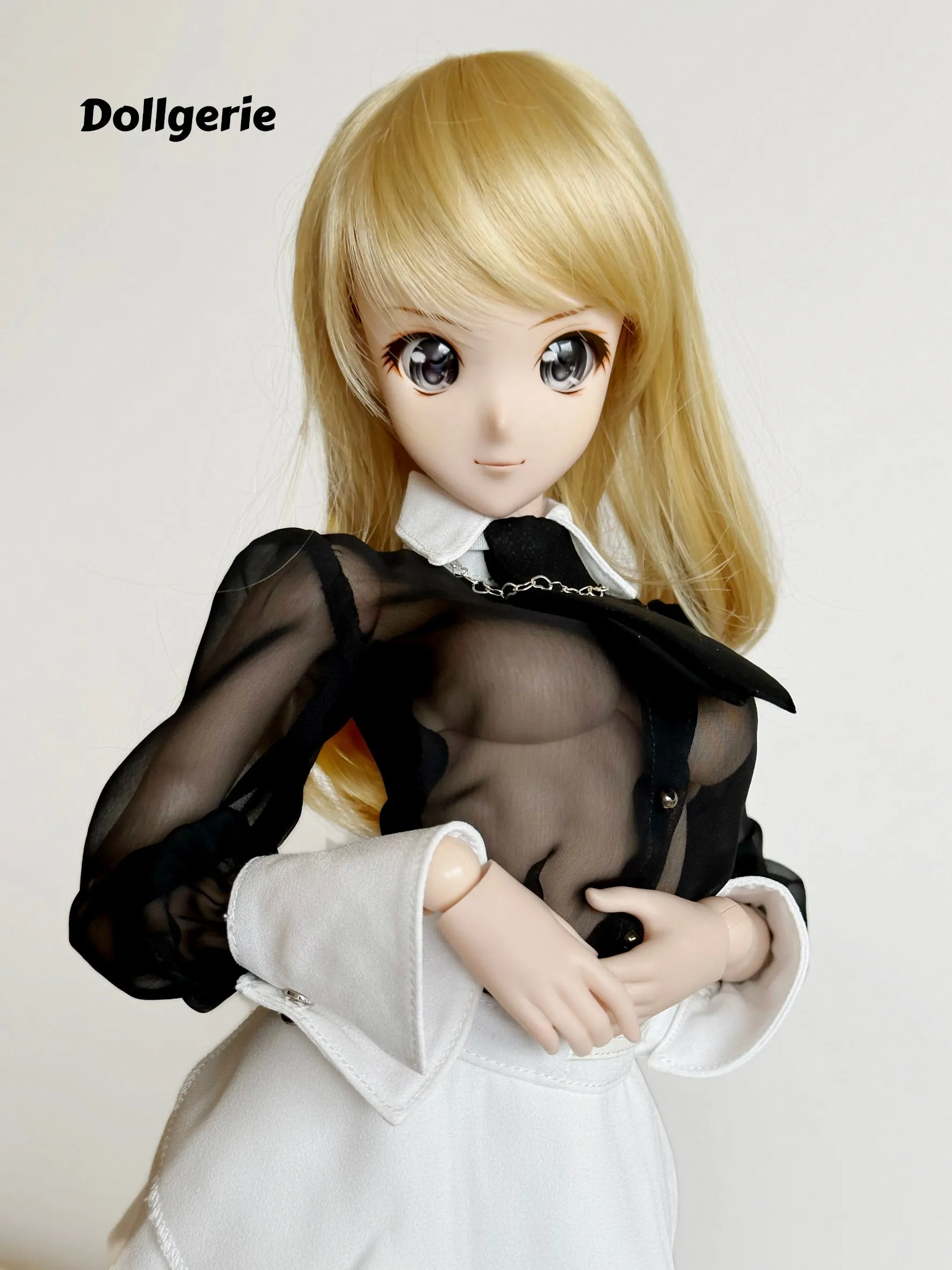 Black Sheer Blouse and White Sheer Mini Skirt for SmartDoll / DD