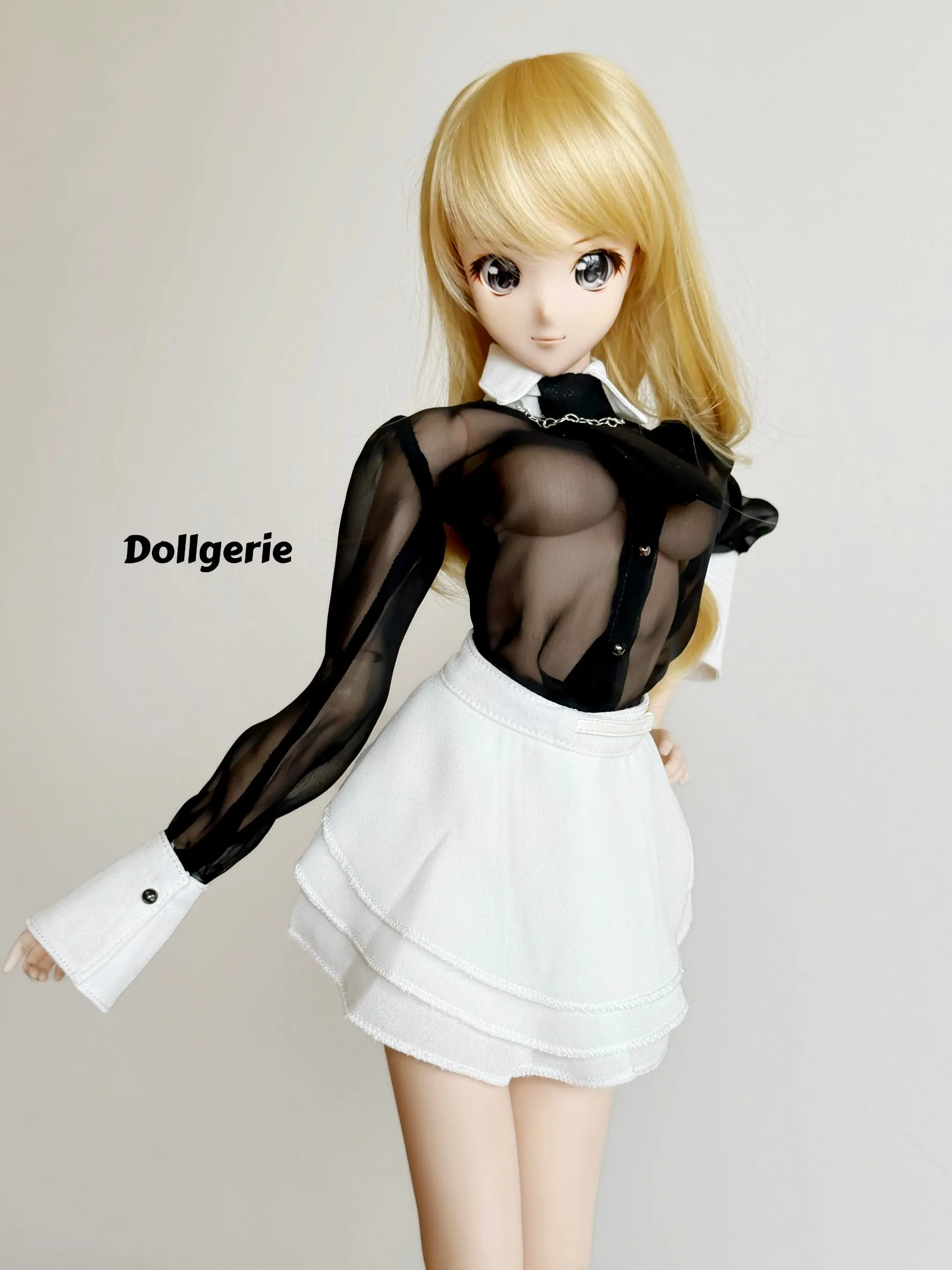 Black Sheer Blouse and White Sheer Mini Skirt for SmartDoll / DD