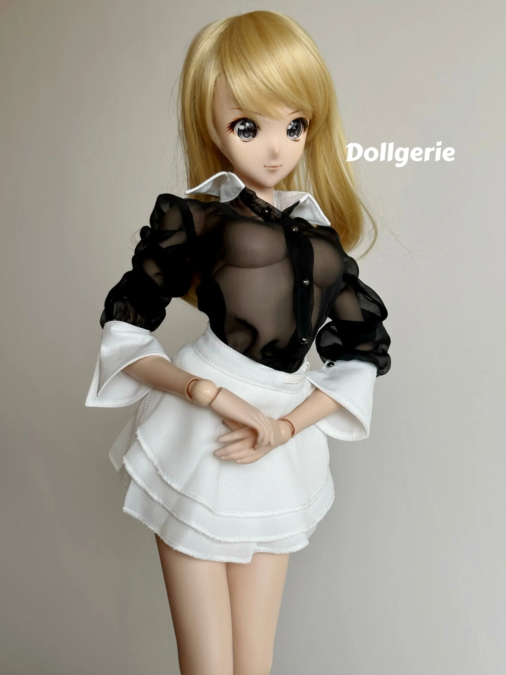 Black Sheer Blouse and White Sheer Mini Skirt for SmartDoll / DD