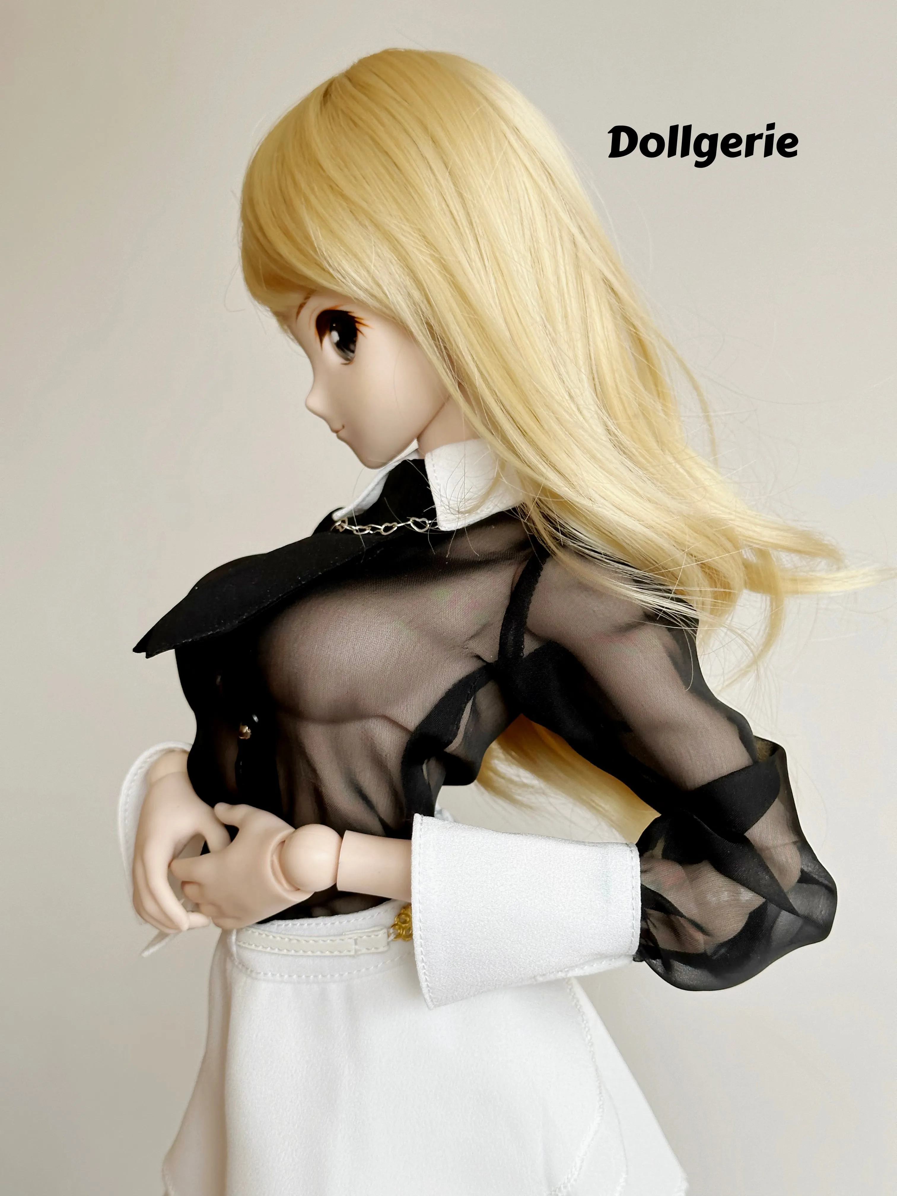 Black Sheer Blouse and White Sheer Mini Skirt for SmartDoll / DD