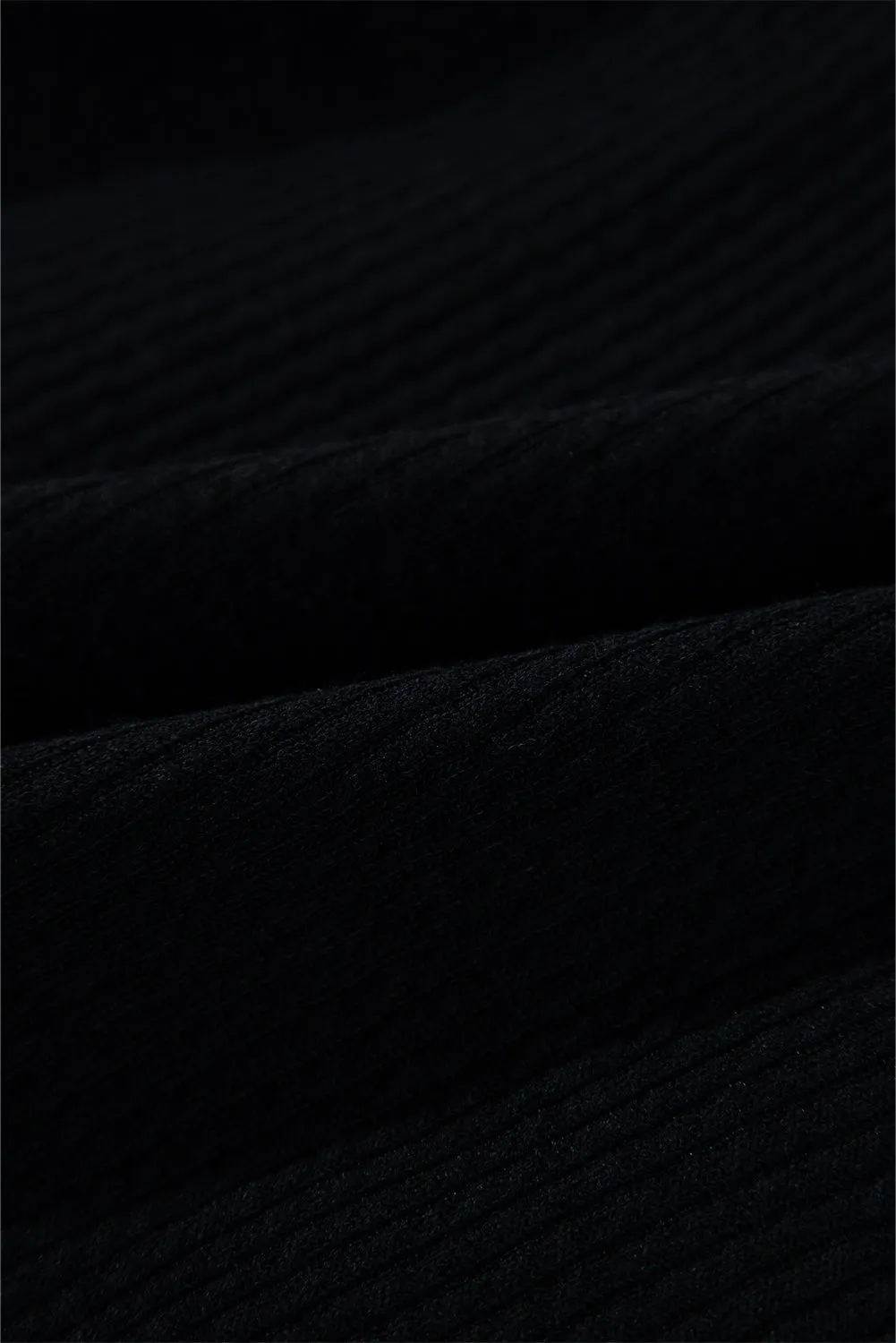 Black Solid Color Corduroy Buttoned Long Sleeve Shacket