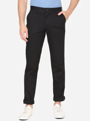 Black Solid Slim Fit Casual Trouser | Greenfibre