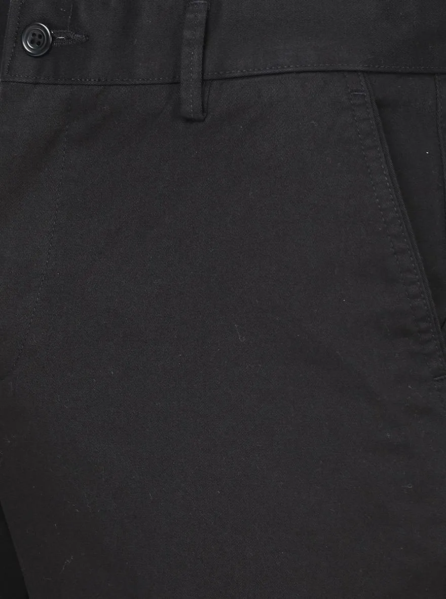 Black Solid Slim Fit Casual Trouser | Greenfibre