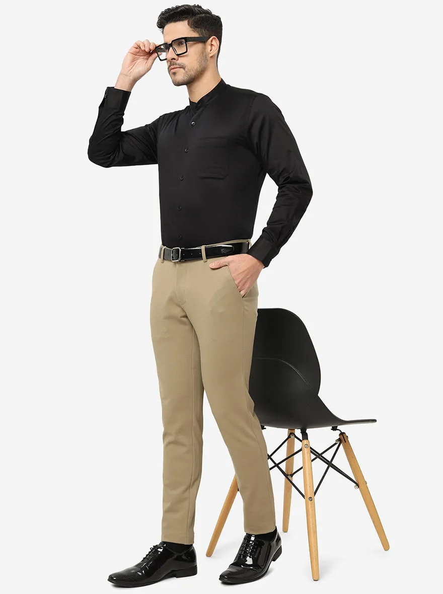 Black Solid Slim Fit Formal Shirt | Metal