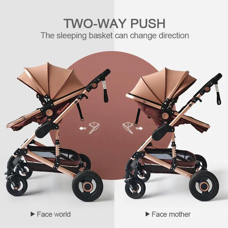 Black/Gold 3-in-1 Baby Stroller Luxury & Car Seat