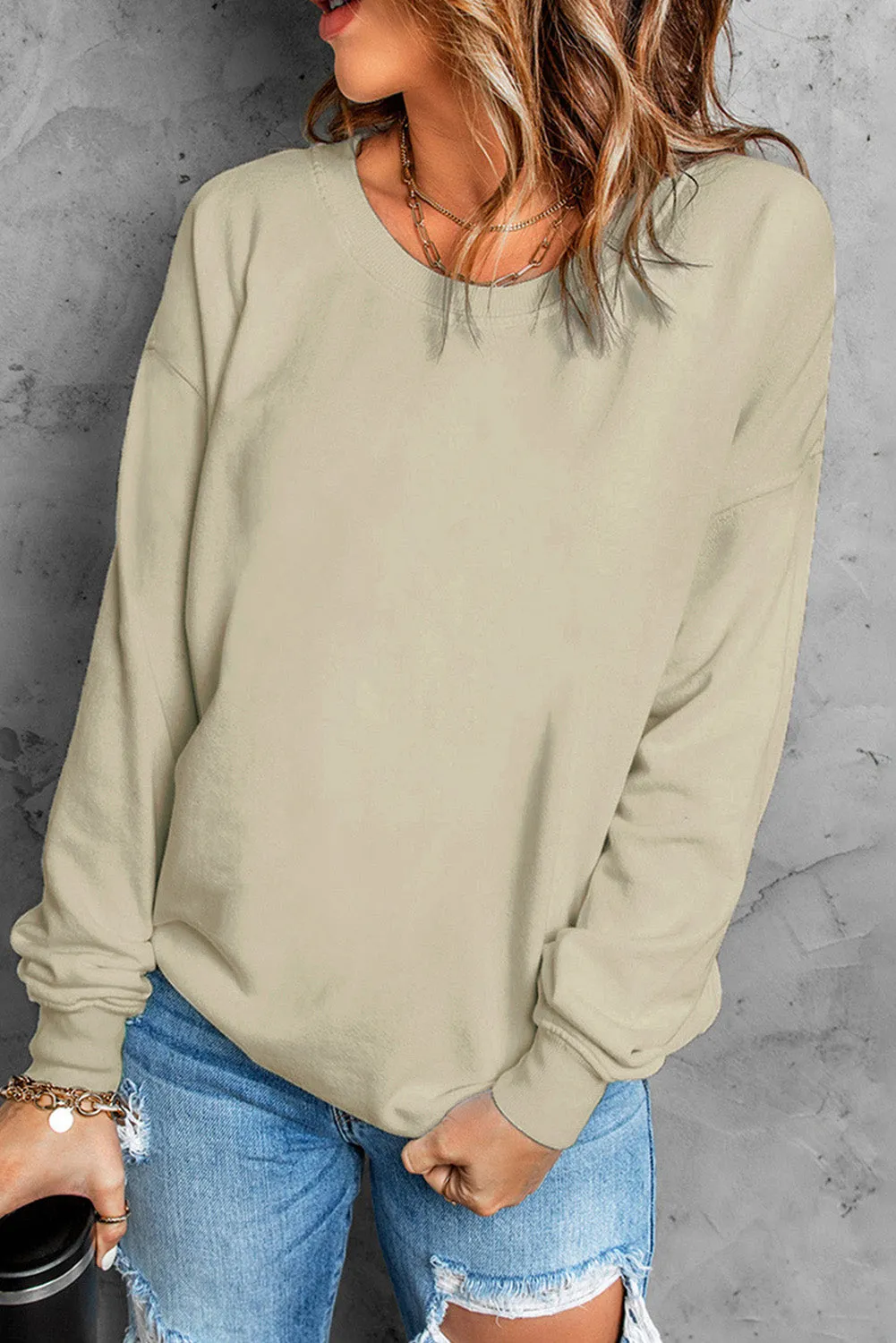 Blank Apparel - Red Plain Crew Neck Pullover Sweatshirt