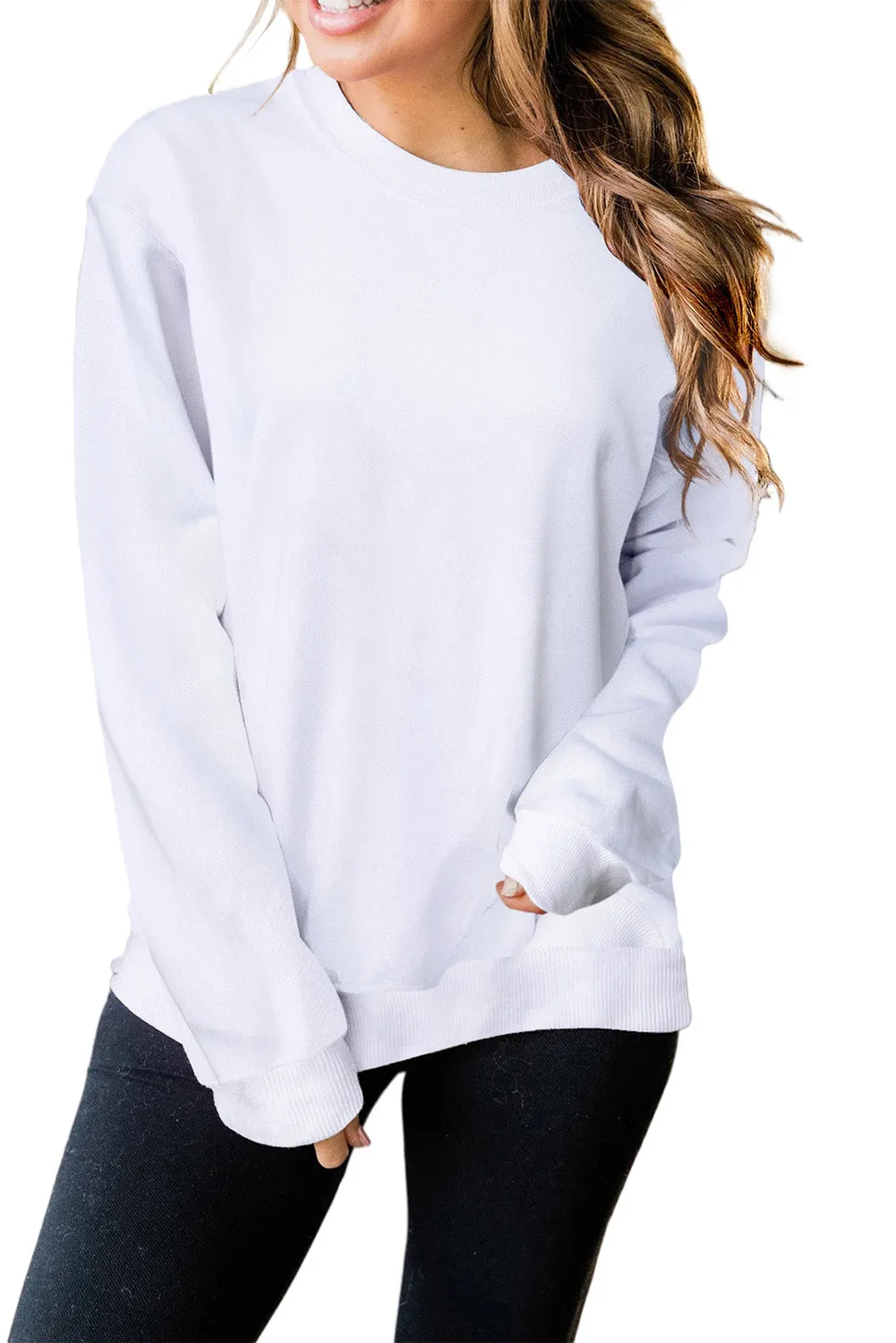 Blank Apparel - Red Plain Crew Neck Pullover Sweatshirt