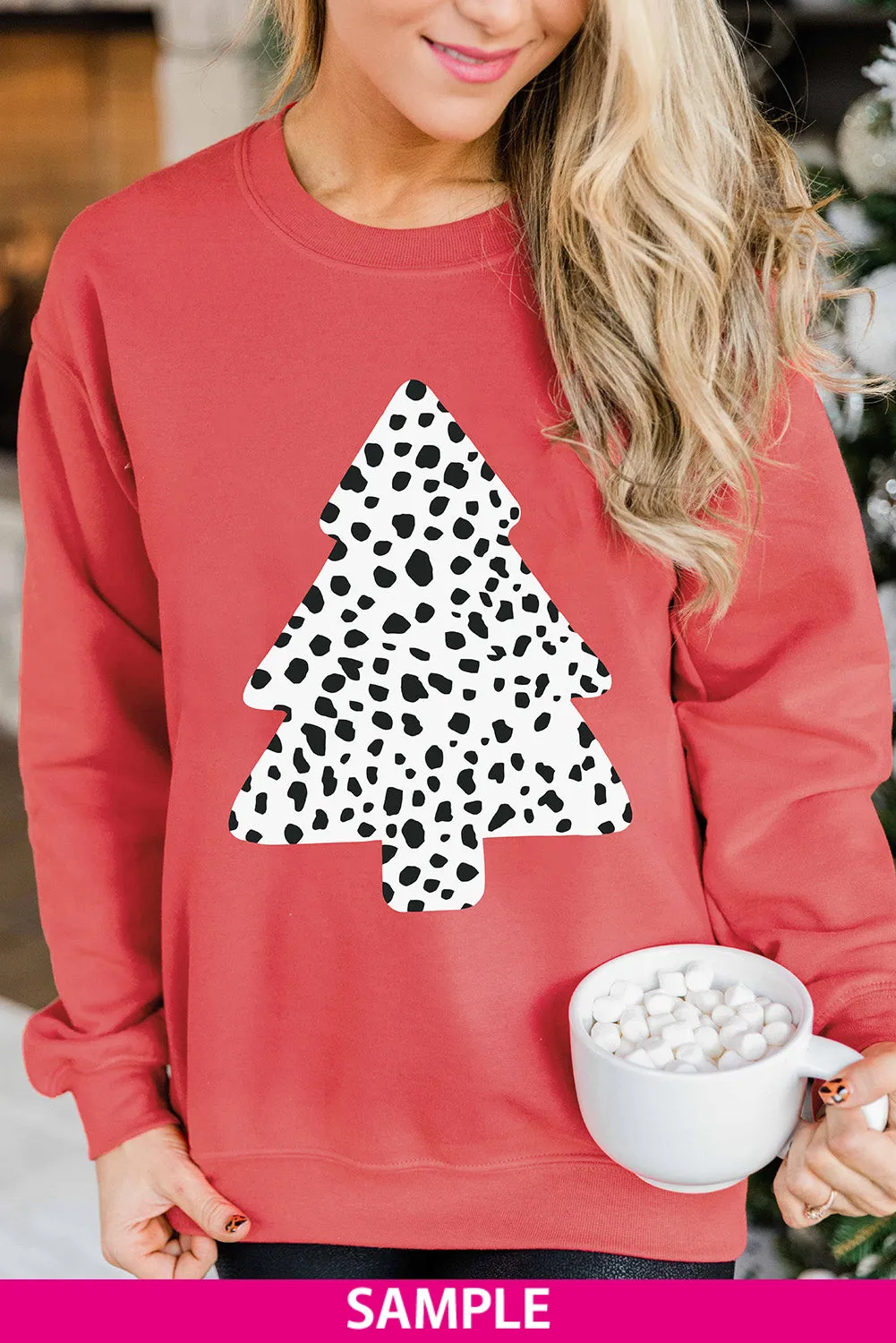 Blank Apparel - Red Plain Crew Neck Pullover Sweatshirt