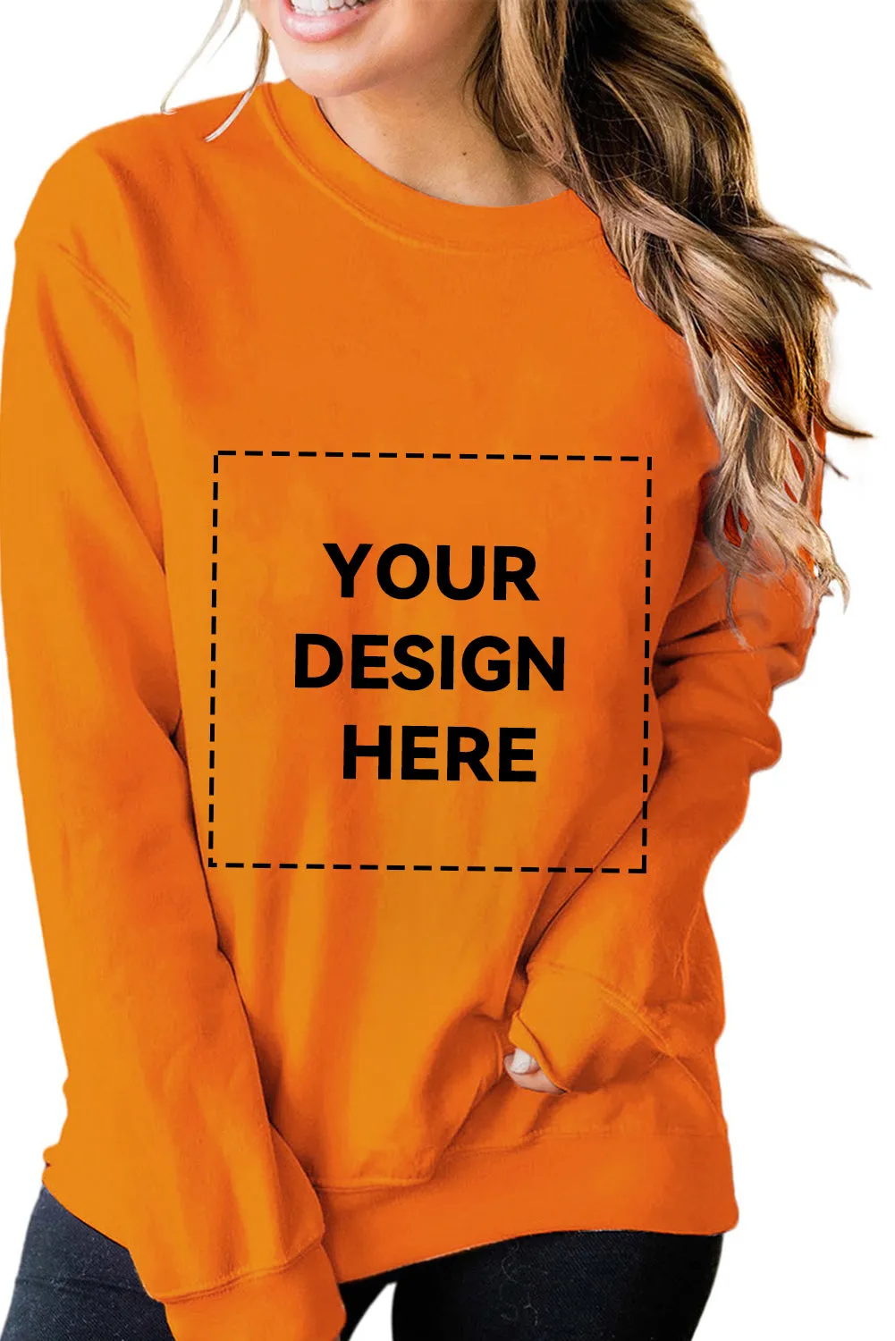 Blank Apparel - Red Plain Crew Neck Pullover Sweatshirt