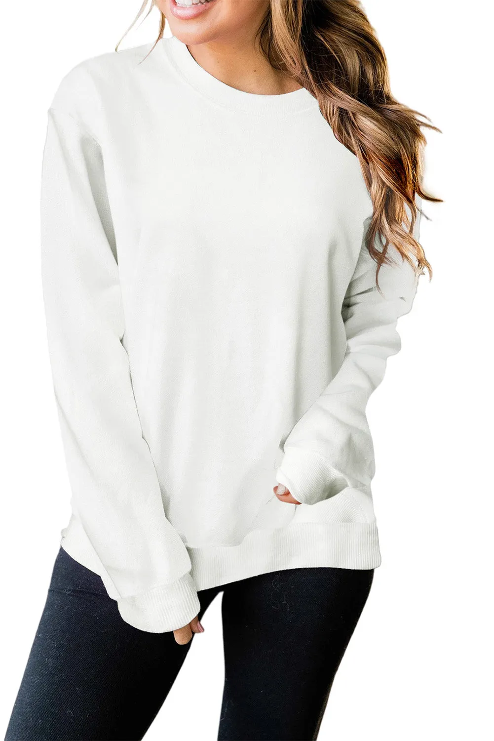 Blank Apparel - Red Plain Crew Neck Pullover Sweatshirt