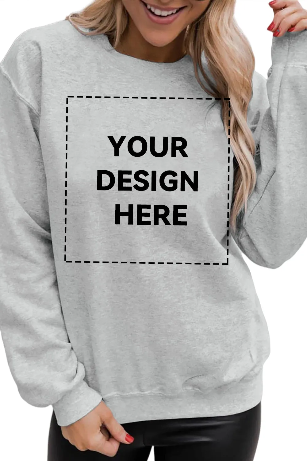 Blank Apparel - Red Plain Crew Neck Pullover Sweatshirt