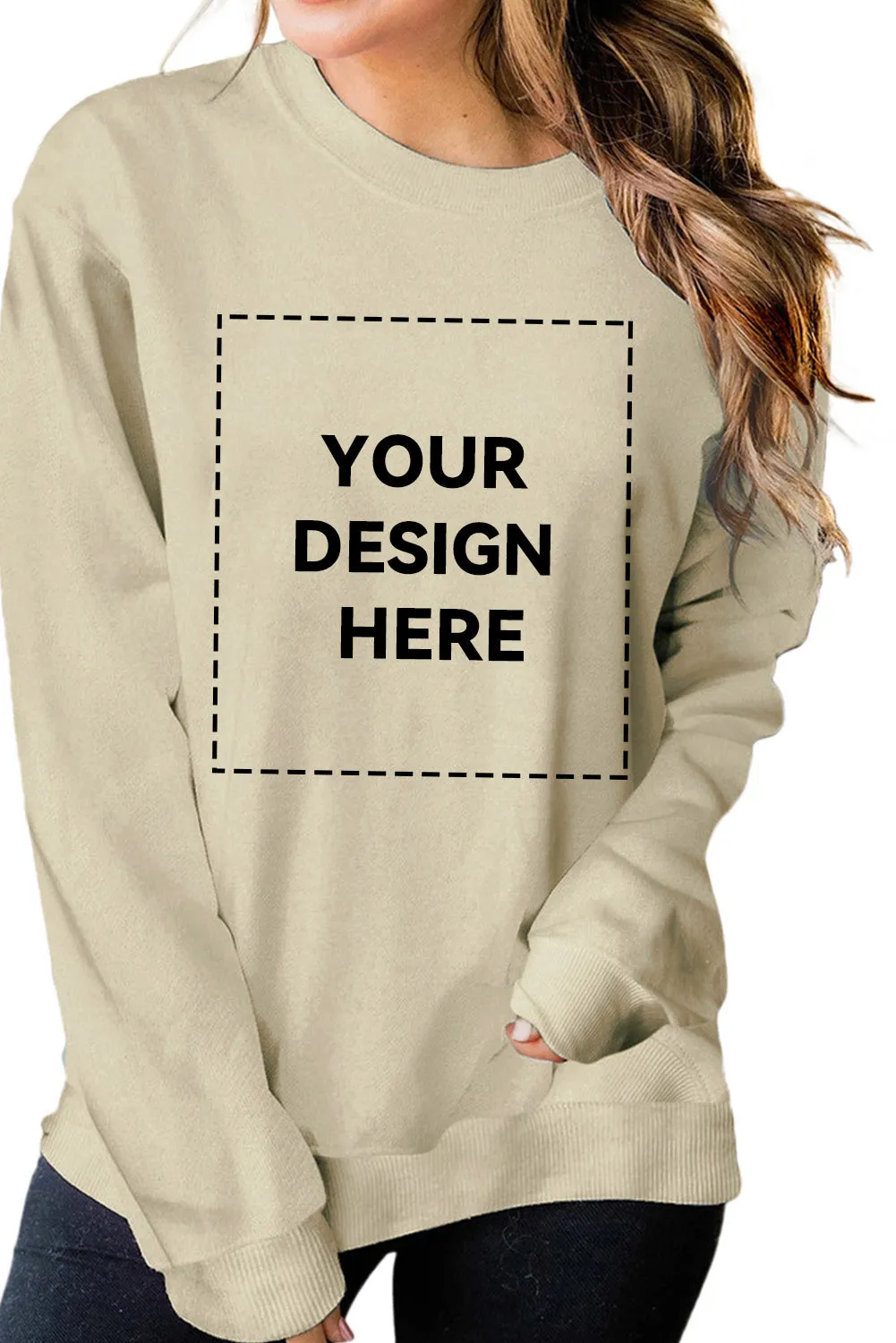 Blank Apparel - Red Plain Crew Neck Pullover Sweatshirt
