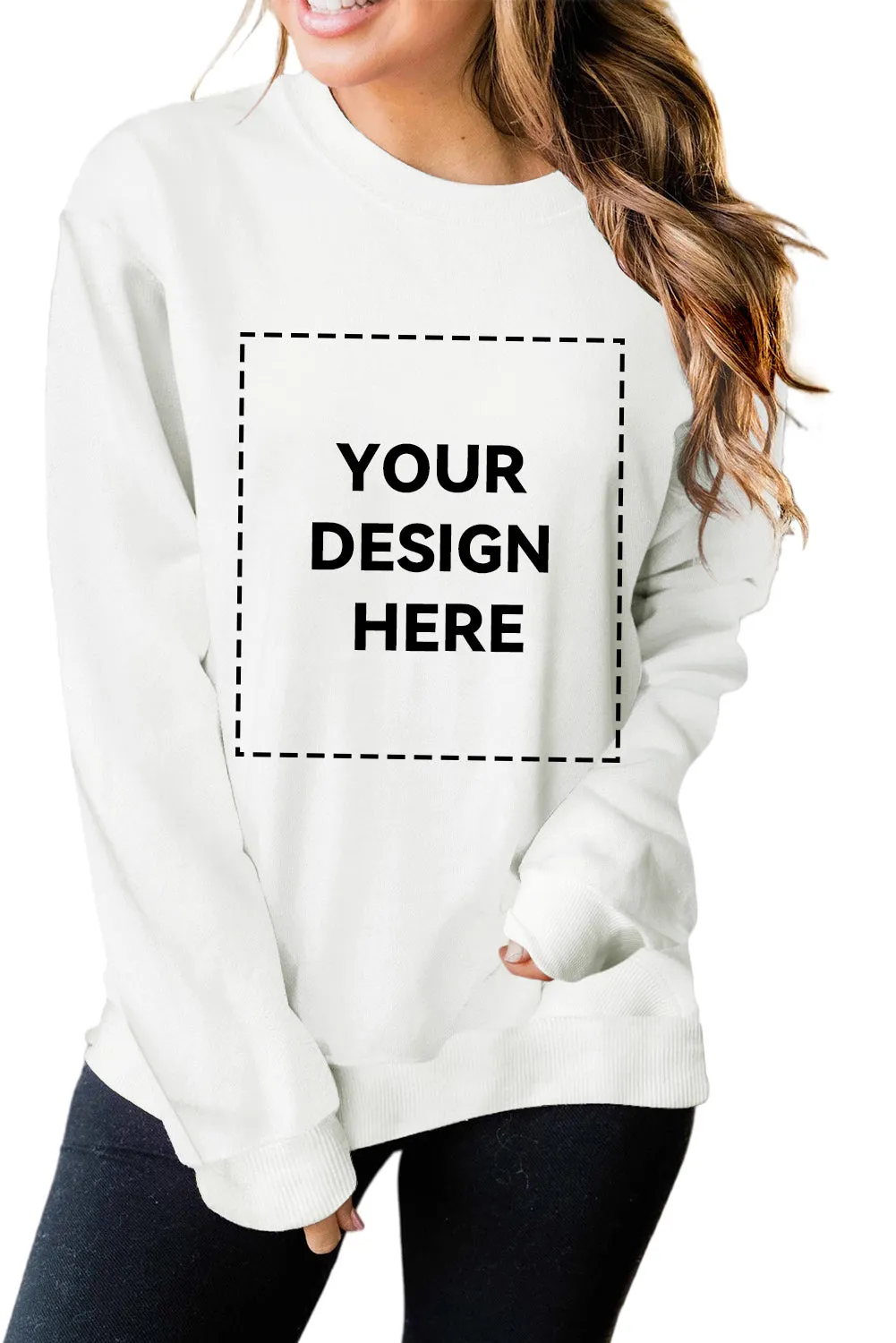 Blank Apparel - Red Plain Crew Neck Pullover Sweatshirt