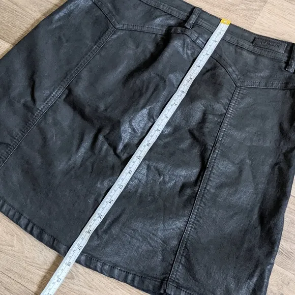 Blank NYC Faux Leather Black Moto Biker Button Front Mini Skirt Size 29