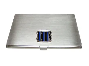 Blue and Black Toned Drum Musical Instrument Business Card Holder