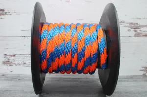 Blue and Orange Solid Braided Multifilament Polypropylene Rope
