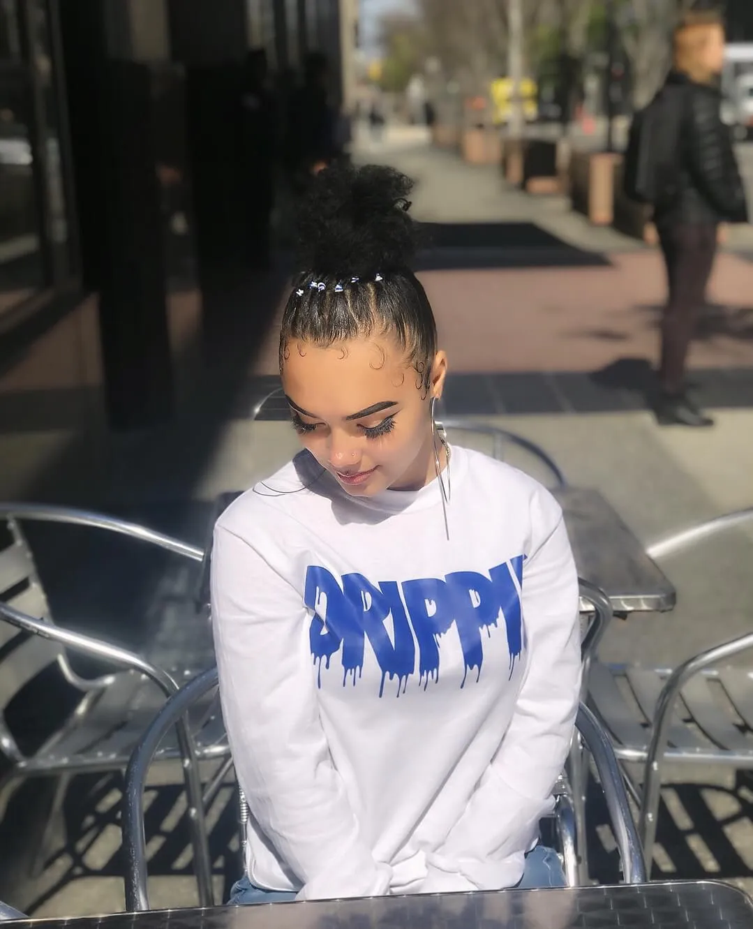 Blue Drippin | White Long Sleeve Tee
