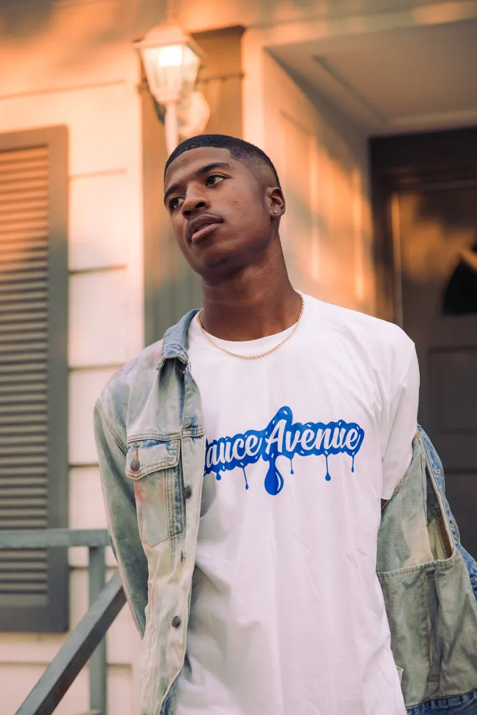 Blue SA Drip | White Tee