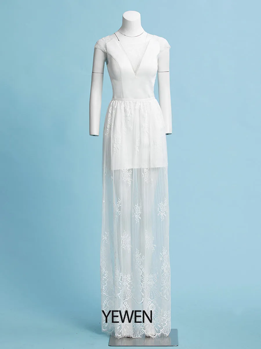 Bohemian Minimalist Wedding Dress with Removable Skirt