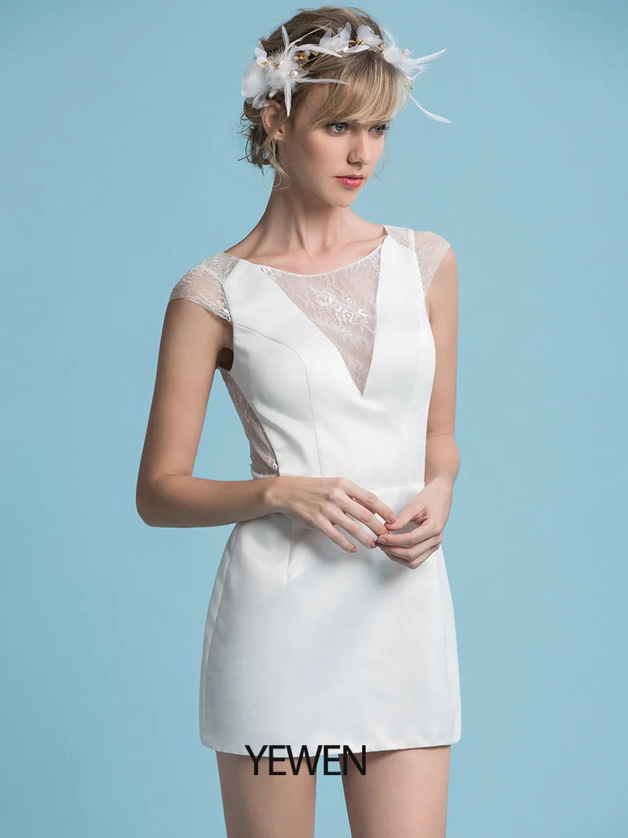Bohemian Minimalist Wedding Dress with Removable Skirt