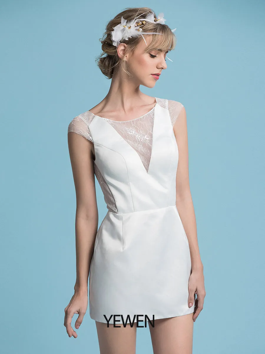 Bohemian Minimalist Wedding Dress with Removable Skirt