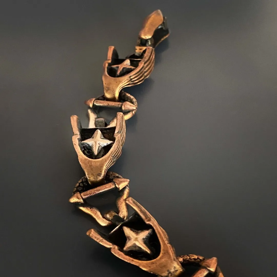 Bold Chain Wings Design Bronze Men Large Size Bracelet