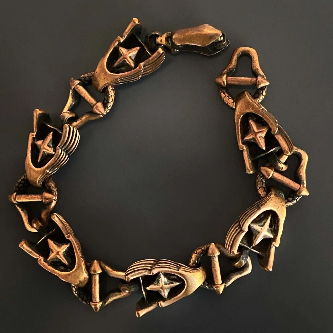 Bold Chain Wings Design Bronze Men Large Size Bracelet