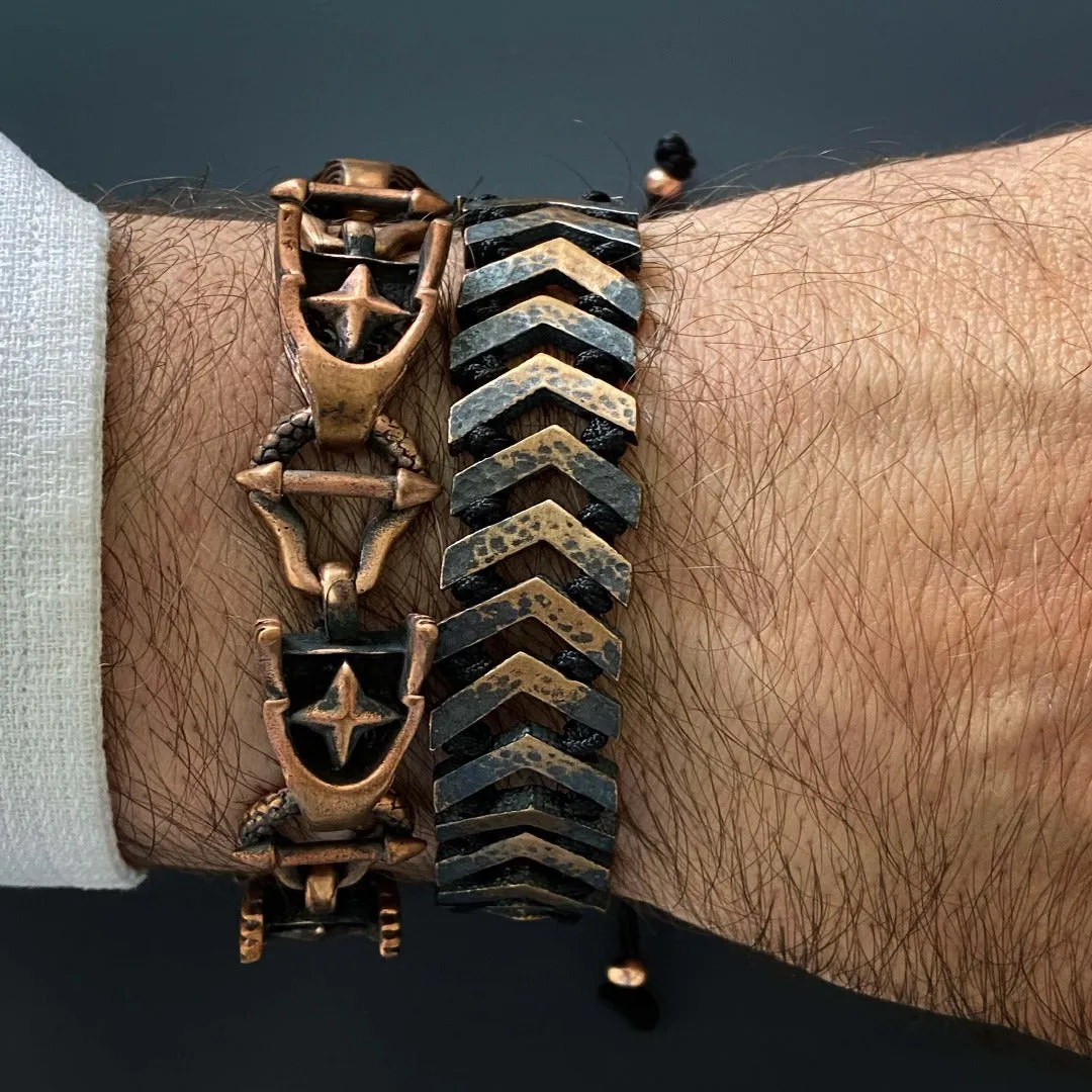 Bold Chain Wings Design Bronze Men Large Size Bracelet
