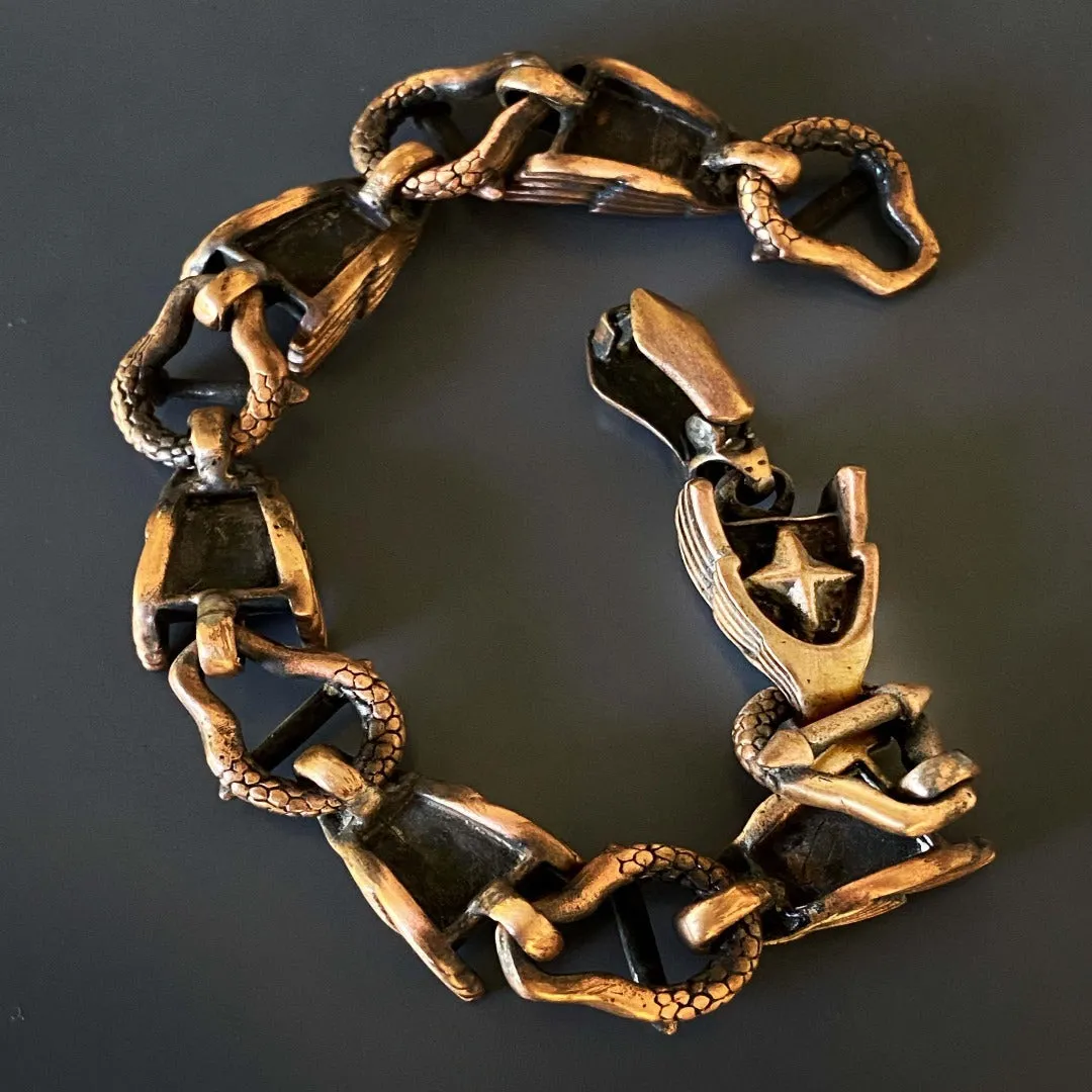 Bold Chain Wings Design Bronze Men Large Size Bracelet