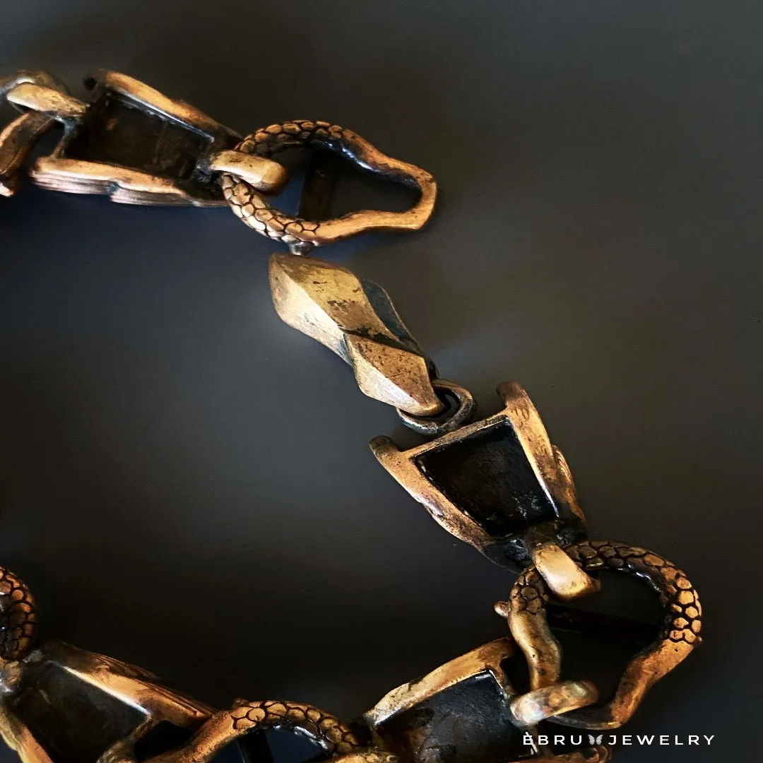 Bold Chain Wings Design Bronze Men Large Size Bracelet