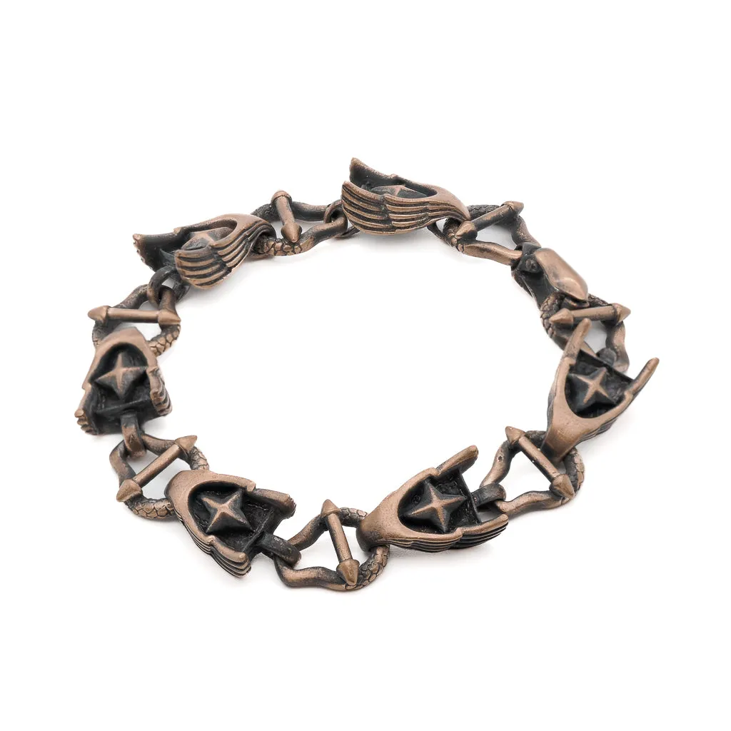 Bold Chain Wings Design Bronze Men Large Size Bracelet