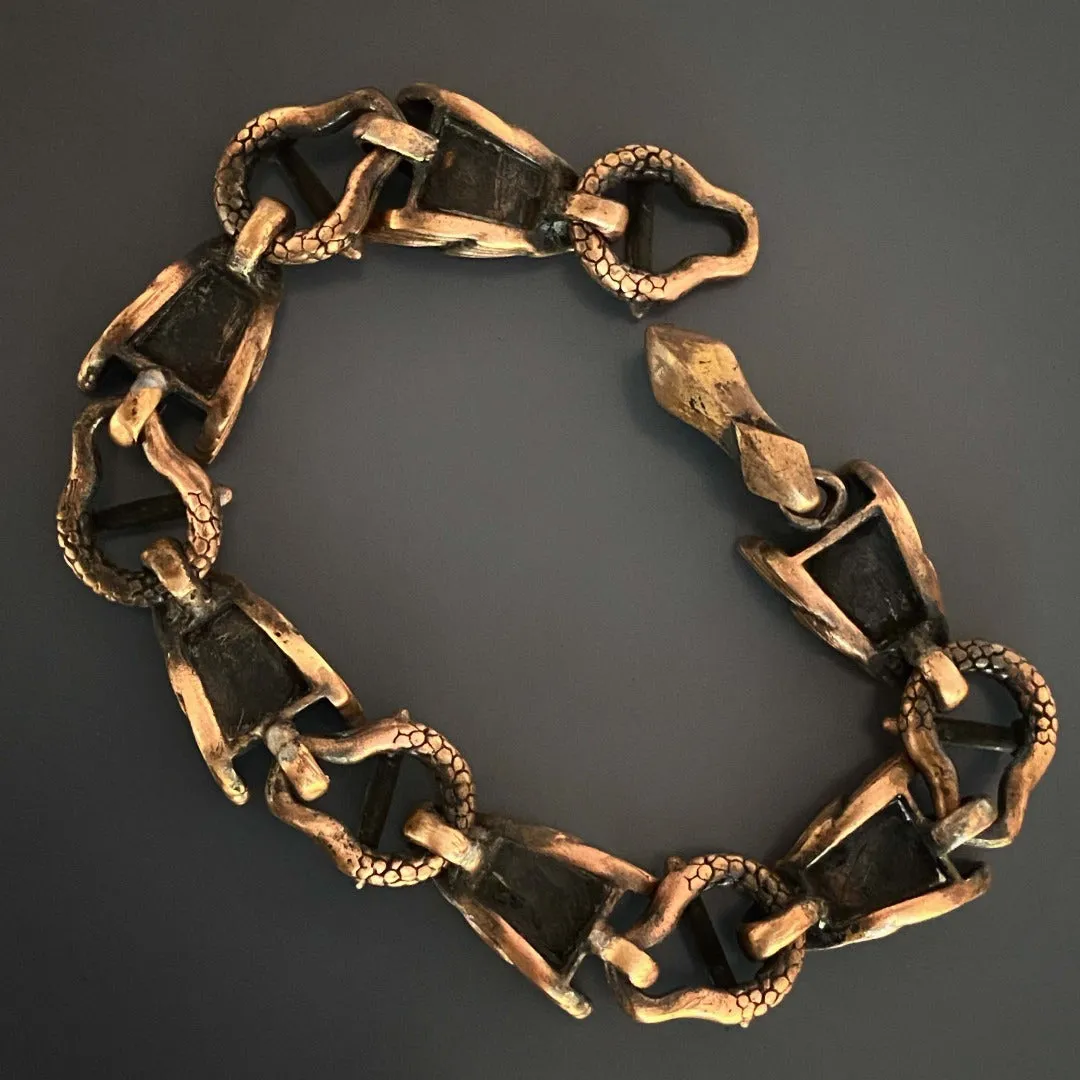 Bold Chain Wings Design Bronze Men Large Size Bracelet