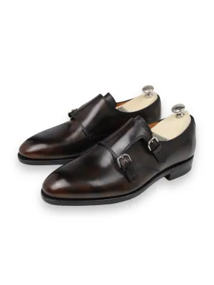 Bontoni Dark Brown Double Monk   Crocodile Belt