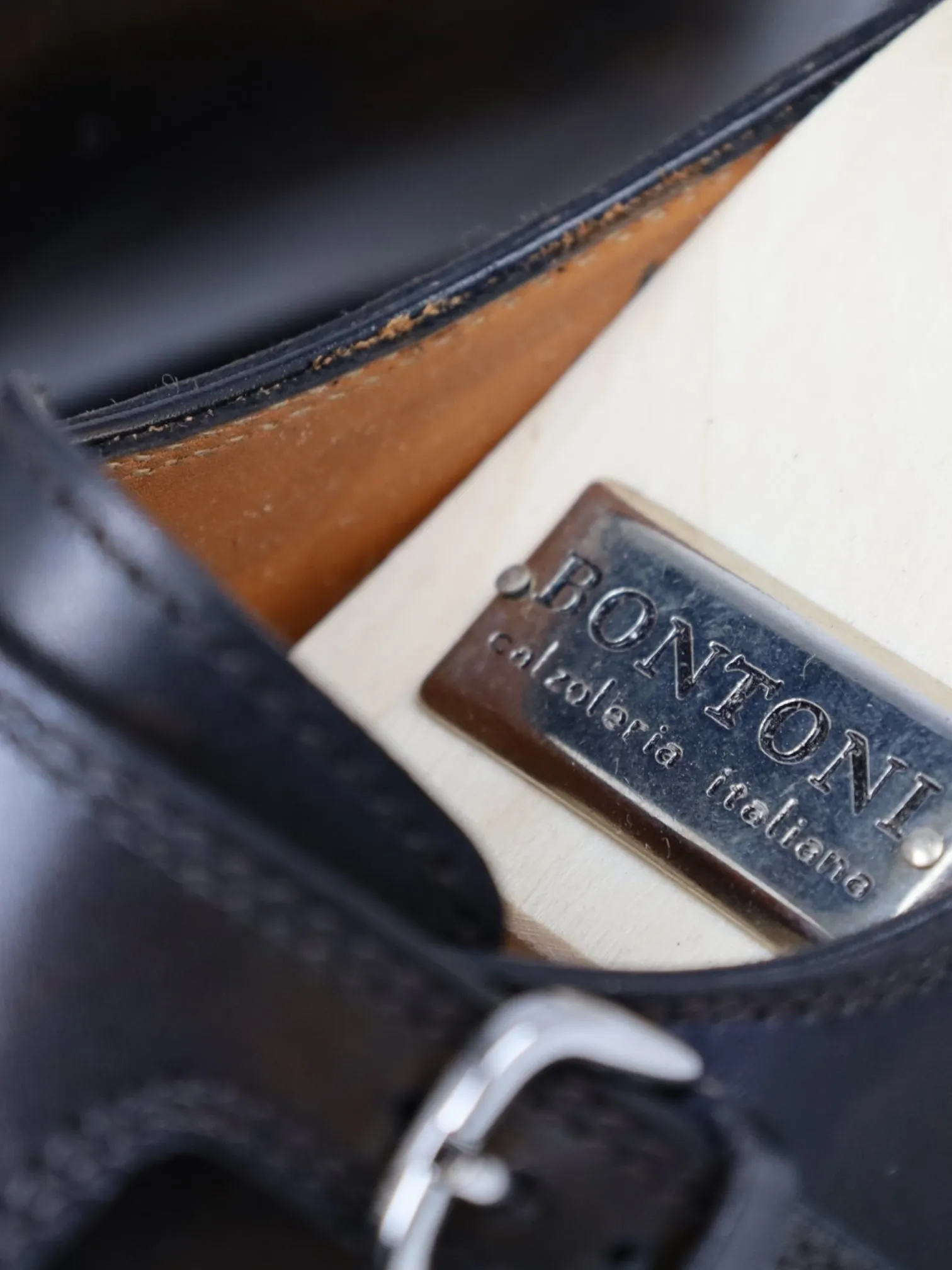 Bontoni Dark Brown Double Monk   Crocodile Belt