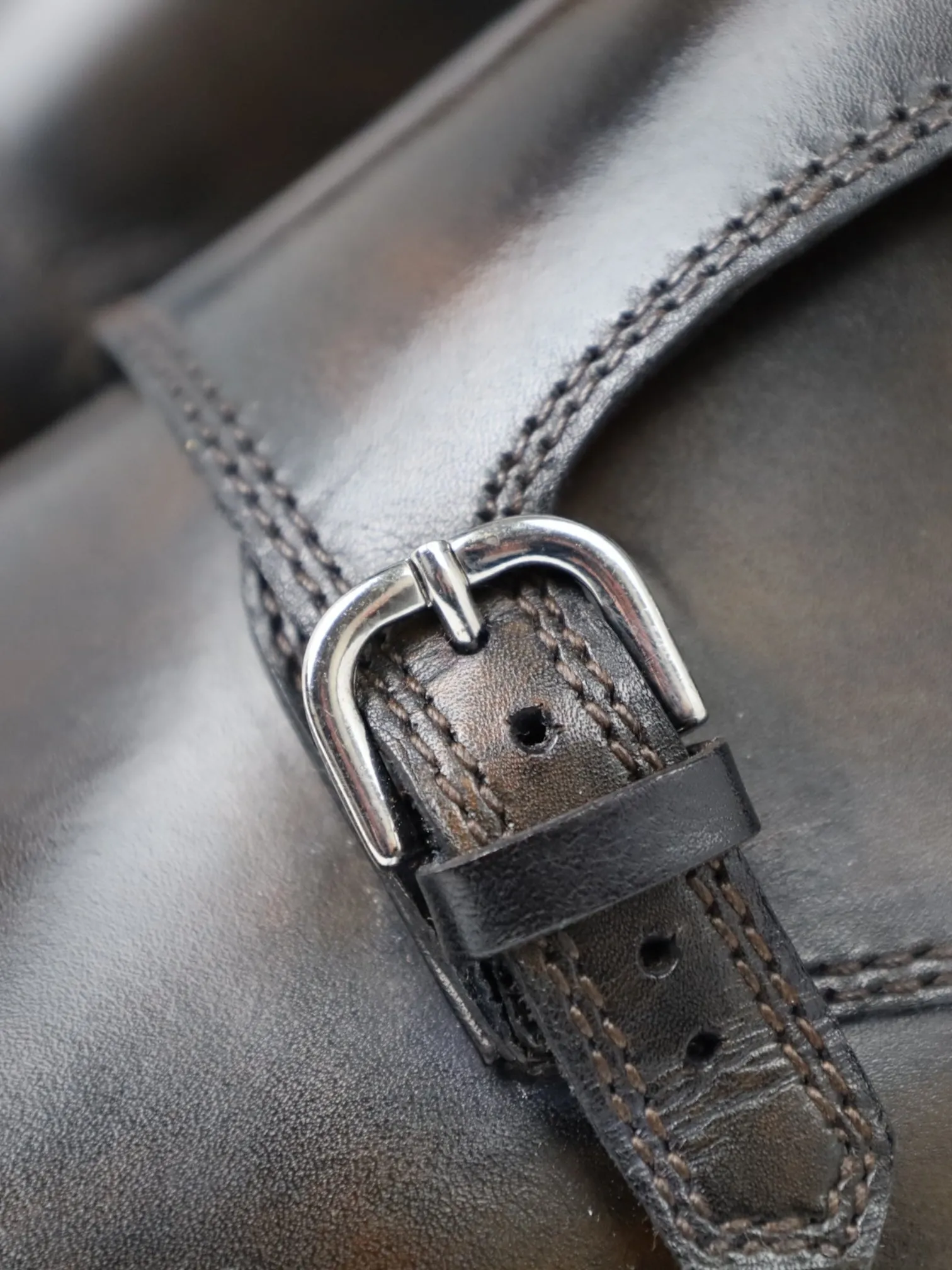 Bontoni Dark Brown Double Monk   Crocodile Belt