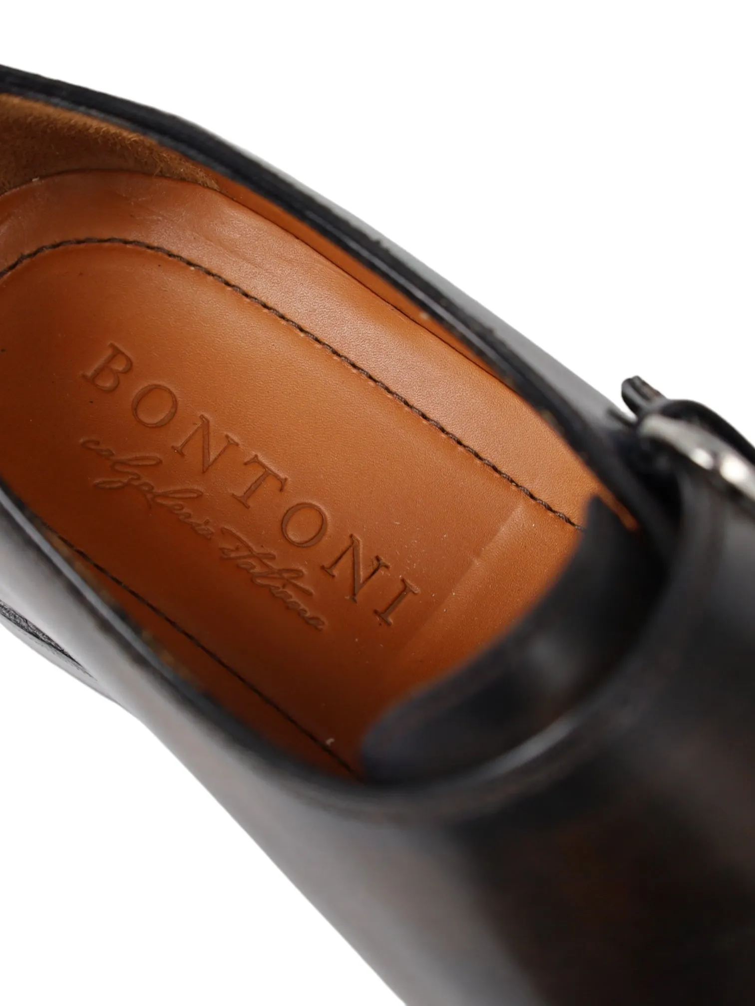 Bontoni Dark Brown Double Monk   Crocodile Belt