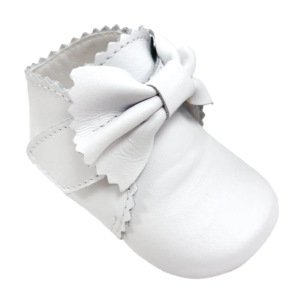 Borboleta Amelia Bow Leather Soft Sole Boot White