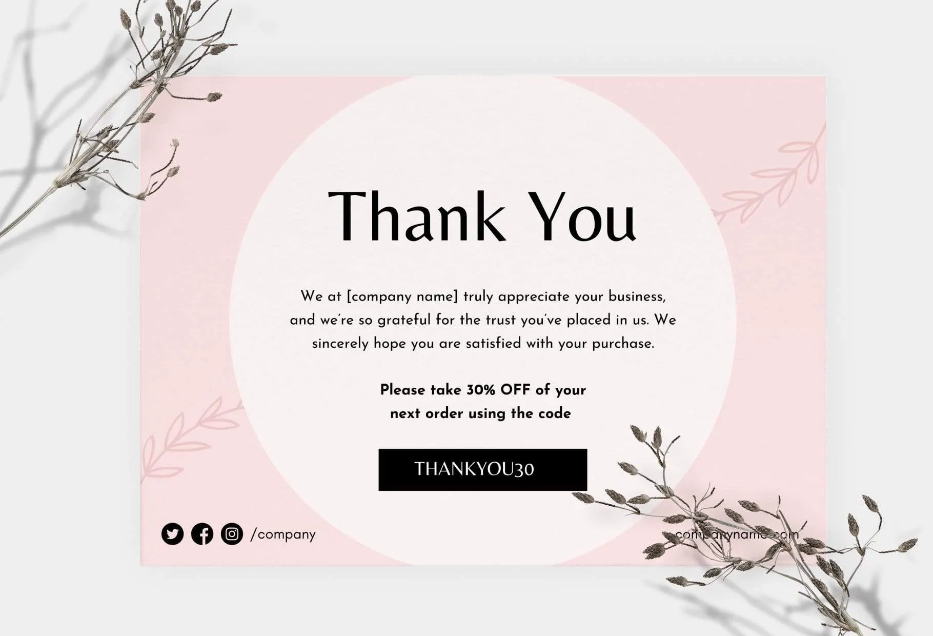 Brigitte Printable Thank You Card Packaging Insert Note Canva Template