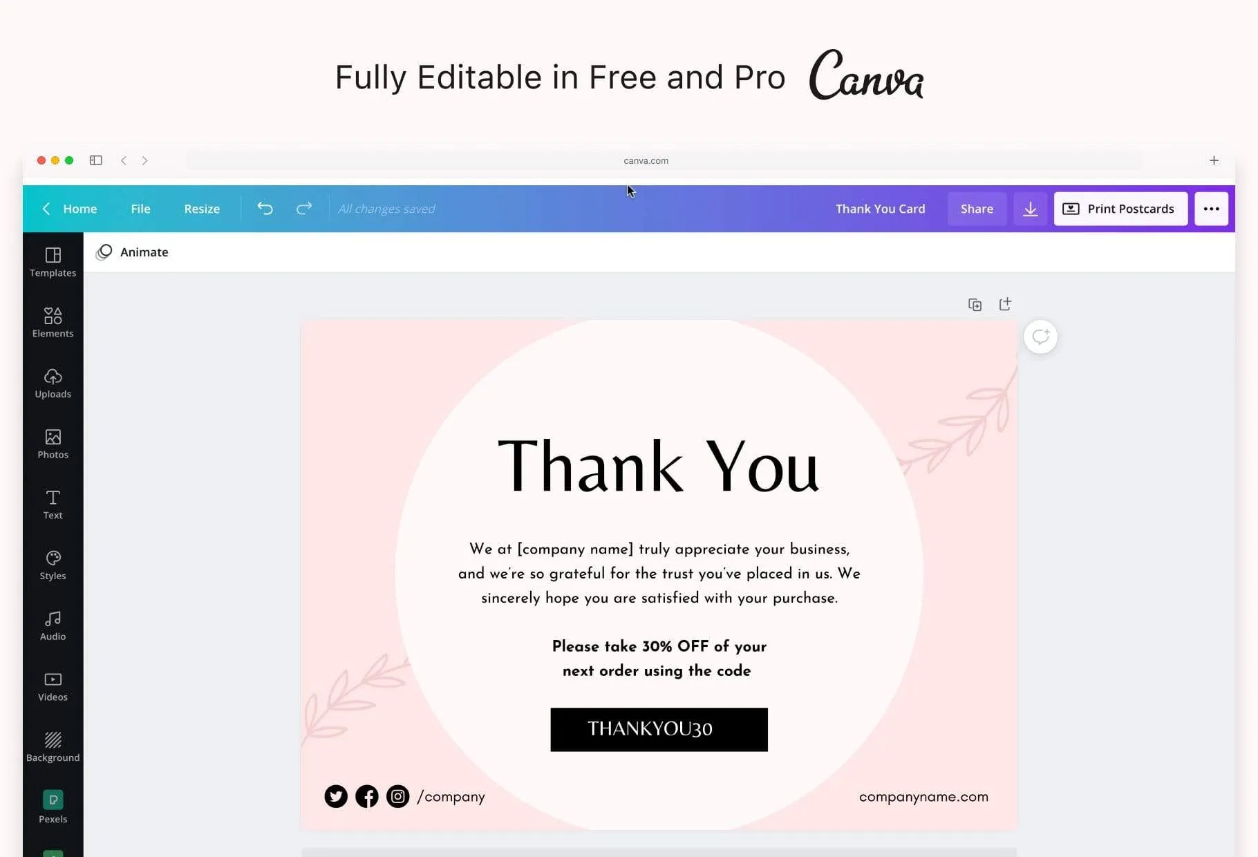 Brigitte Printable Thank You Card Packaging Insert Note Canva Template
