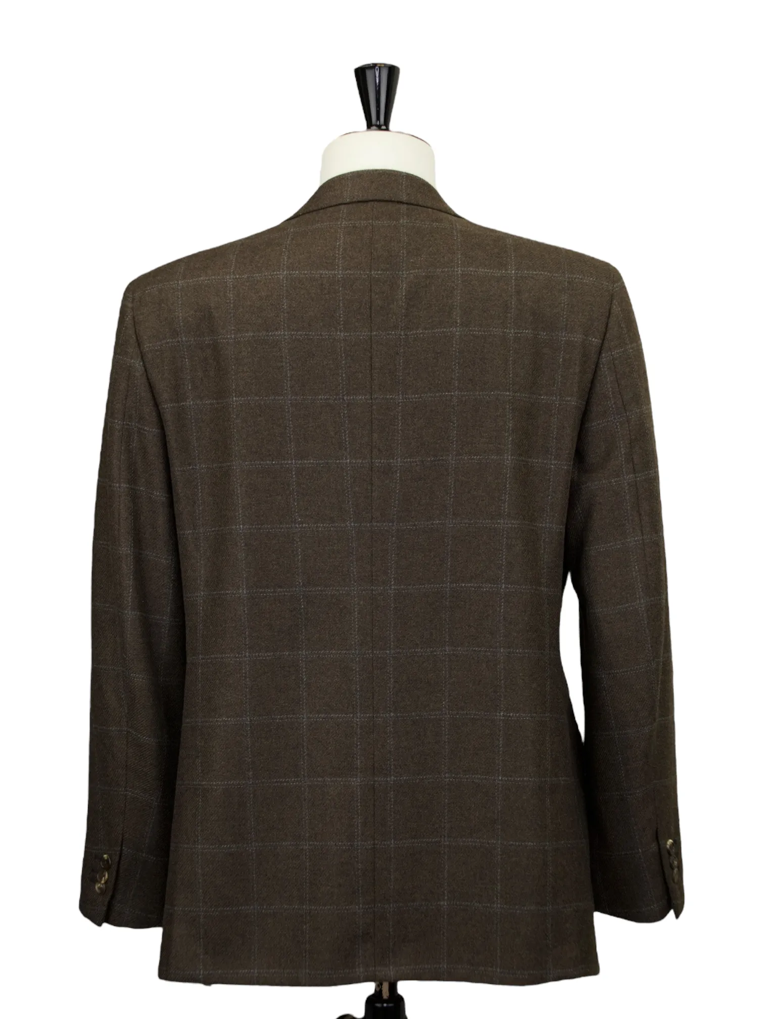 Brioni Chocolate Brown Pure Cashmere Windowpane "Nomentano" Jacket