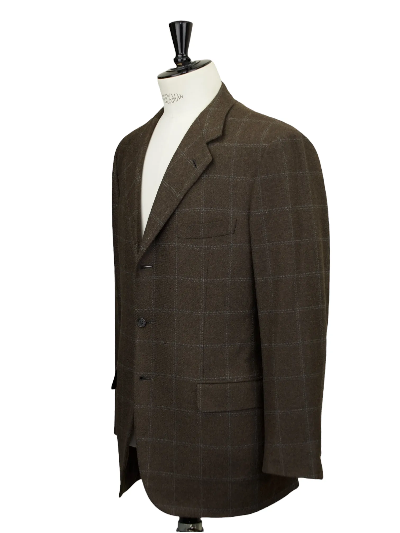Brioni Chocolate Brown Pure Cashmere Windowpane "Nomentano" Jacket
