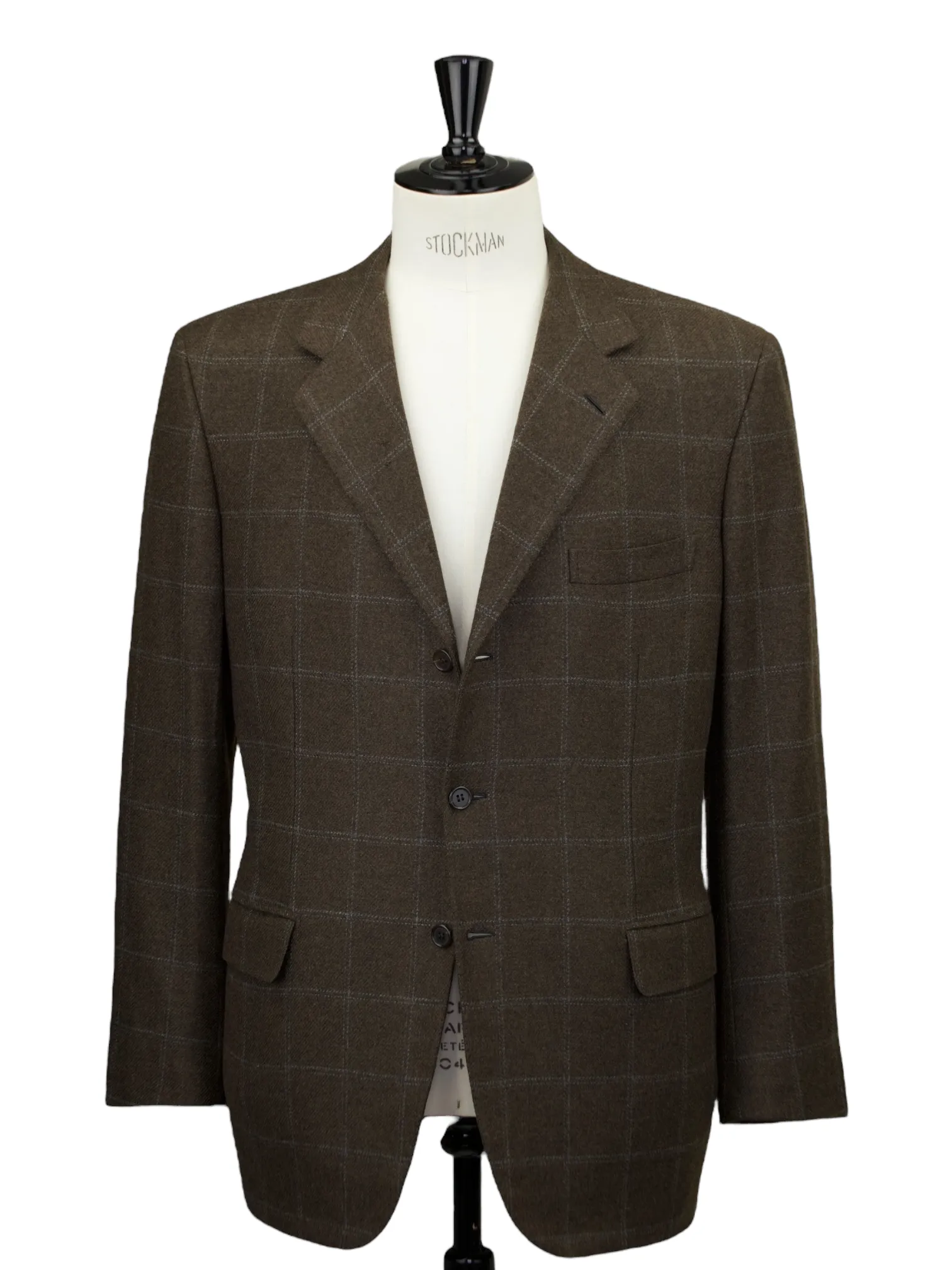 Brioni Chocolate Brown Pure Cashmere Windowpane "Nomentano" Jacket