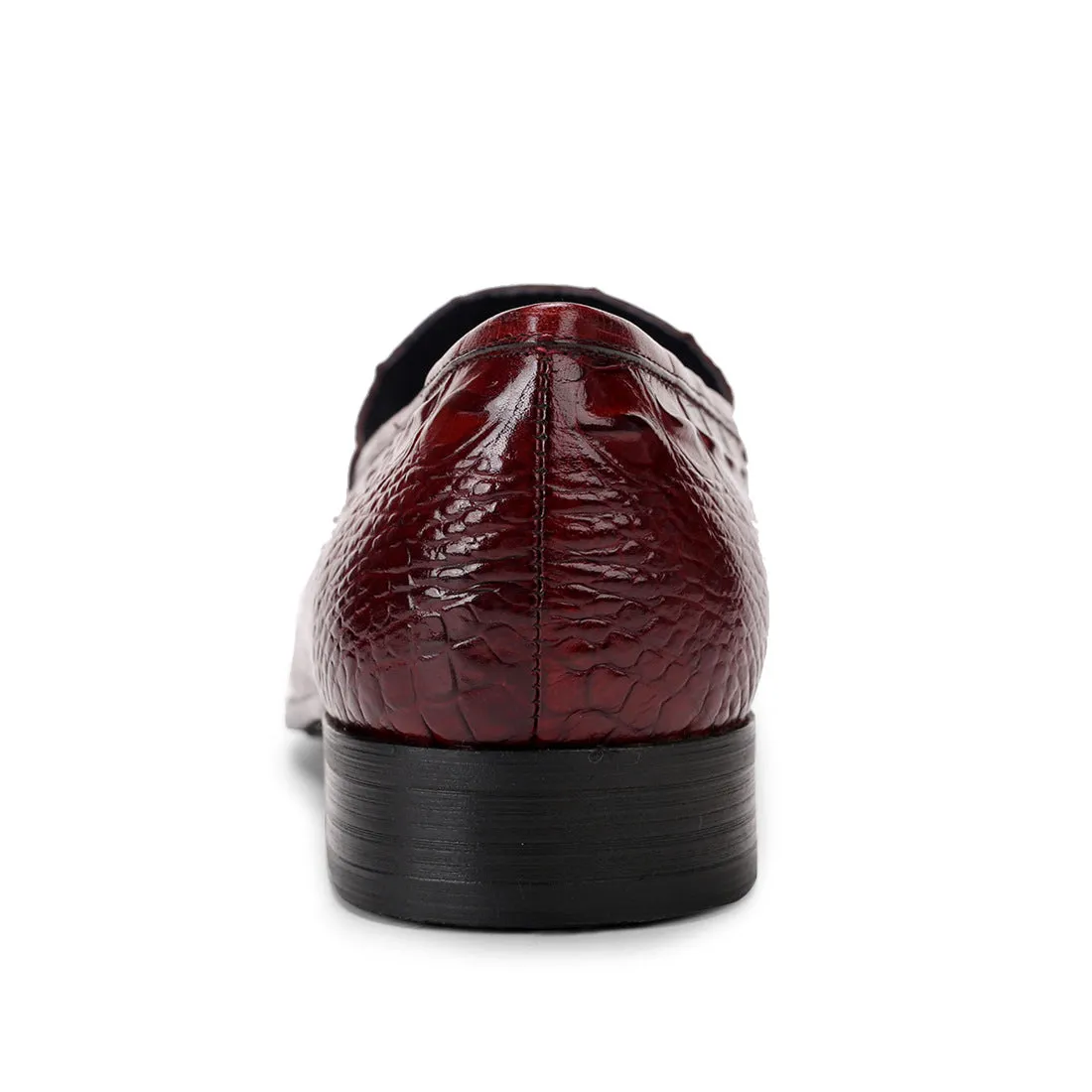 British Pointed Leather Shoes Men's Genuine Leather Crocodile Pattern Tassel Business Casual Men's Office Shoes Men's Shoes25826