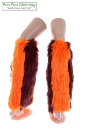 Brown & Orange Faux Fur Leg Warmers - Game Day Booties