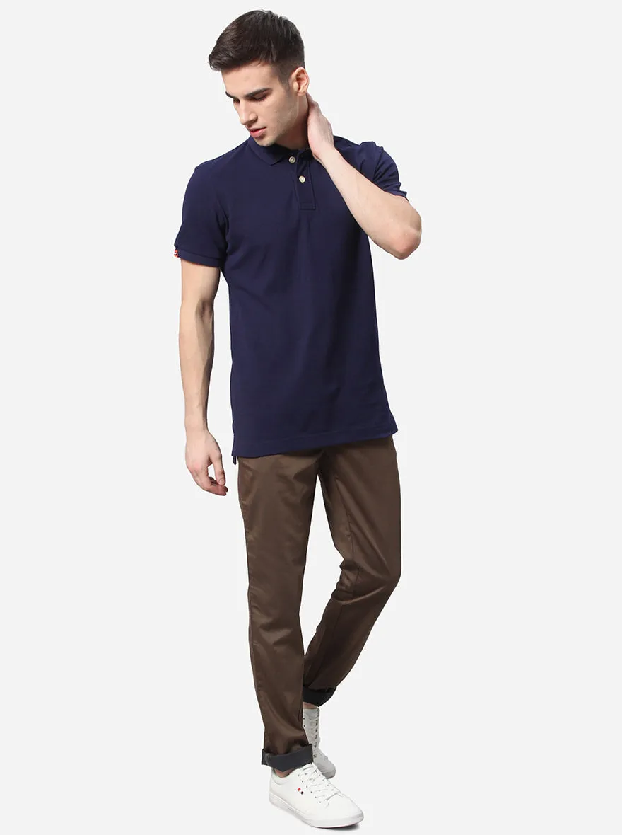 Brown Solid Uno Fit Casual Trouser | JadeBlue