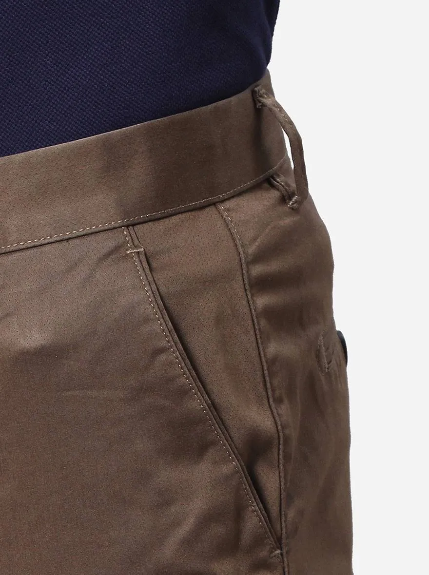 Brown Solid Uno Fit Casual Trouser | JadeBlue