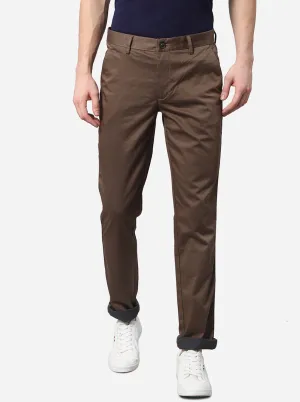Brown Solid Uno Fit Casual Trouser | JadeBlue
