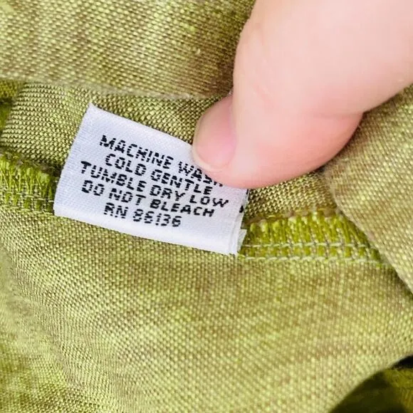 Bryn Walker Size M Tunic Shift Mini Dress Linen Lagenlook Oversized Green Boxy